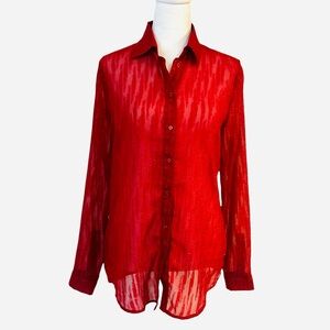 Armani Exchange Red Sheer Blouse